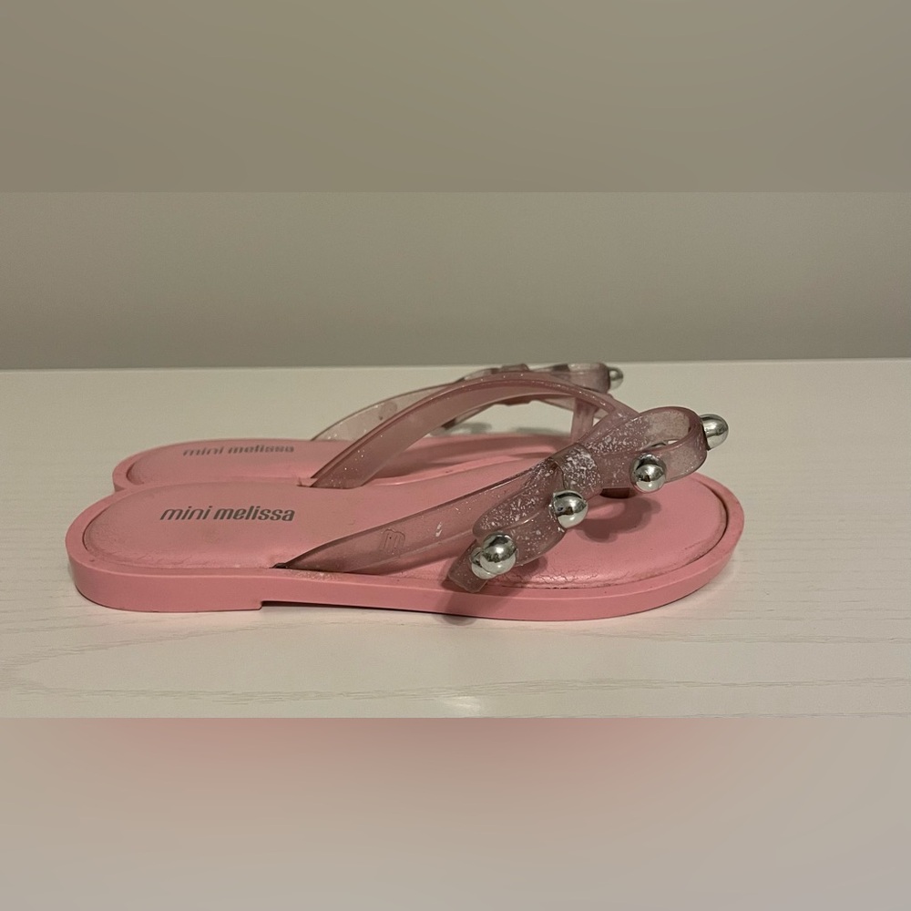 Mini Melissa Jelly Bow Stud Flip Flops